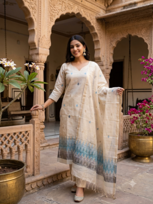 Jamdhani 3pc sets with lining