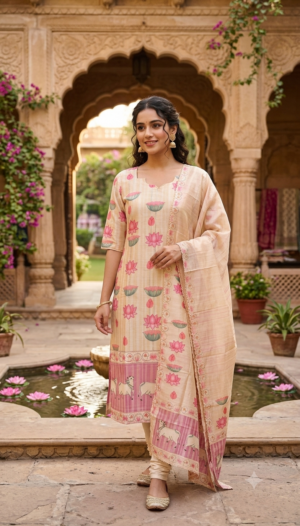 Tussar silk kurti with dupatta
