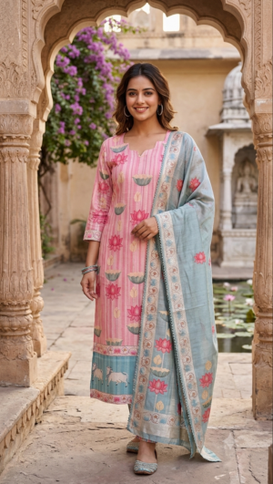 Tussar silk kurti with dupatta