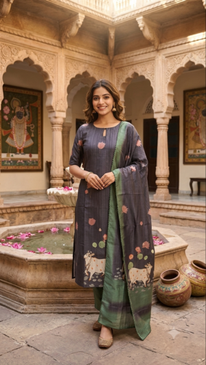 Tussar silk kurti with dupatta