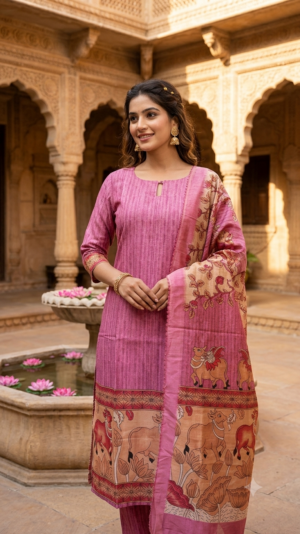 Tussar silk kurti with dupatta