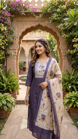 Tussar silk kurti with dupatta