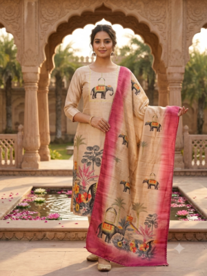 Tussar silk kurti with dupatta