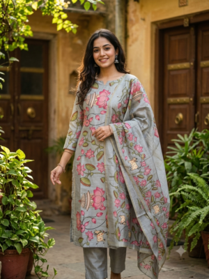 Tussar silk kurti with dupatta