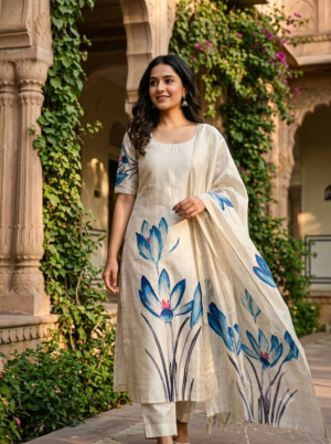 Tussar silk kurti with dupatta