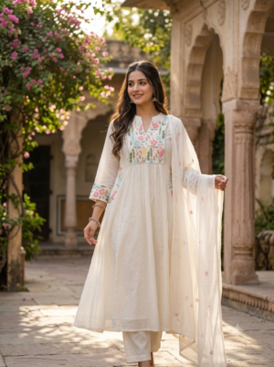 Mul Cotton Anarkali 3pc sets with lining