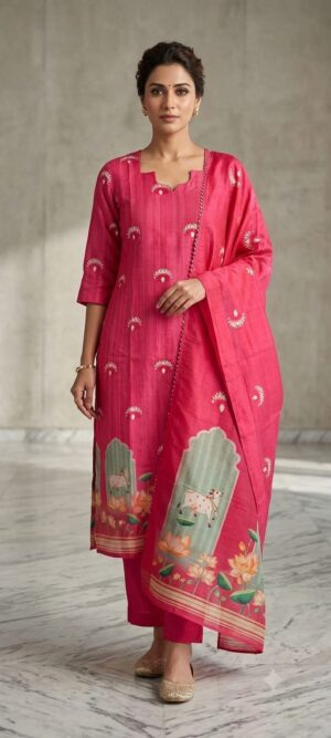Tussar silk kurti with dupatta