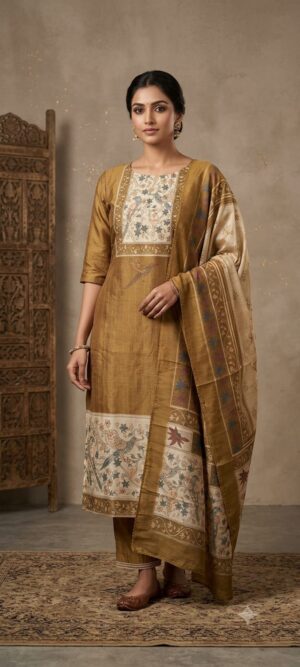 Tussar silk kurti with dupatta